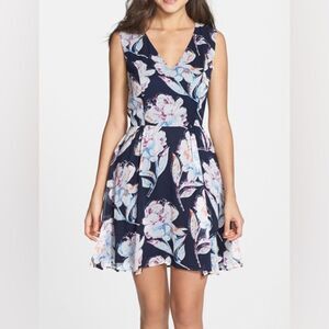 French Connection Navy Floral Midi Dress size 4 EUC